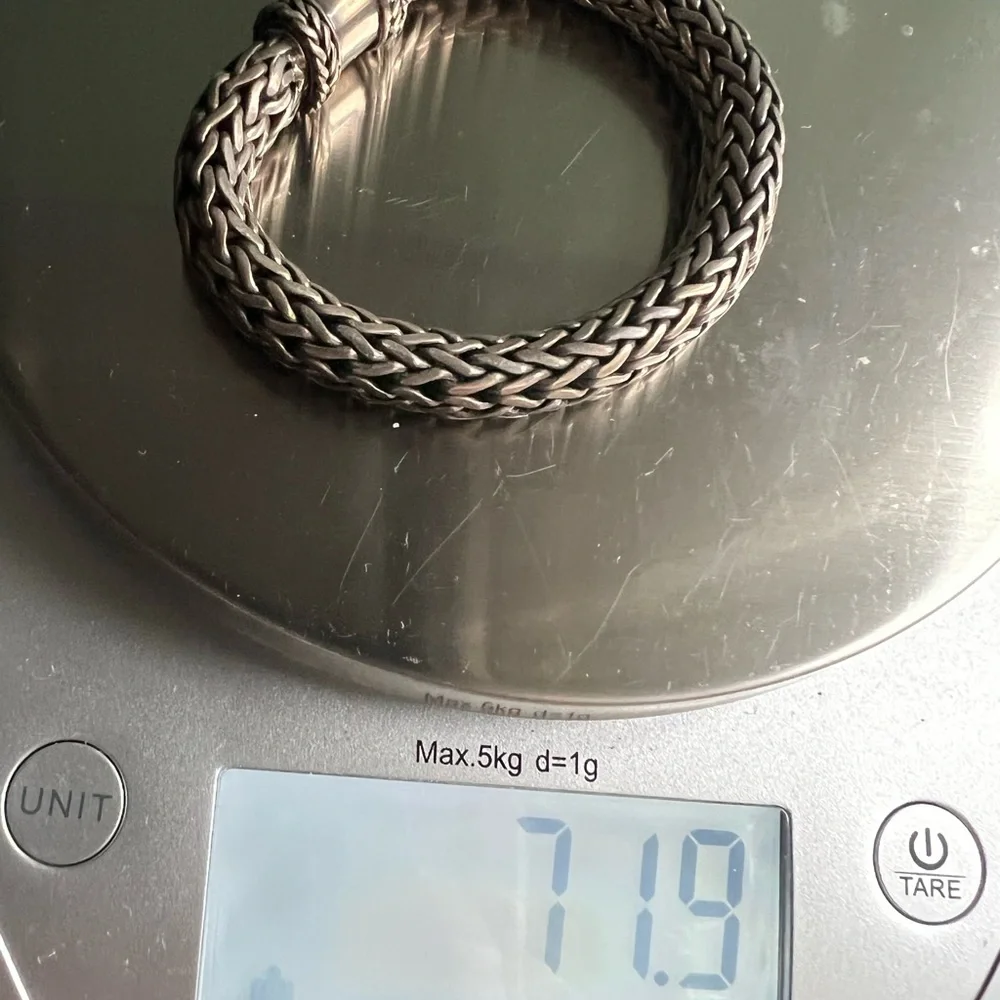Thick Sterling Silver Braided Chain Bracelet 7.5